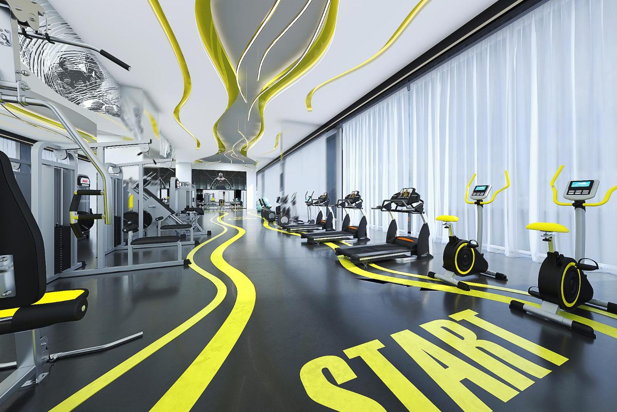 Royal M Al Aqah Beach Resort By Gewan Bagian luar foto 3D rendering of a gym