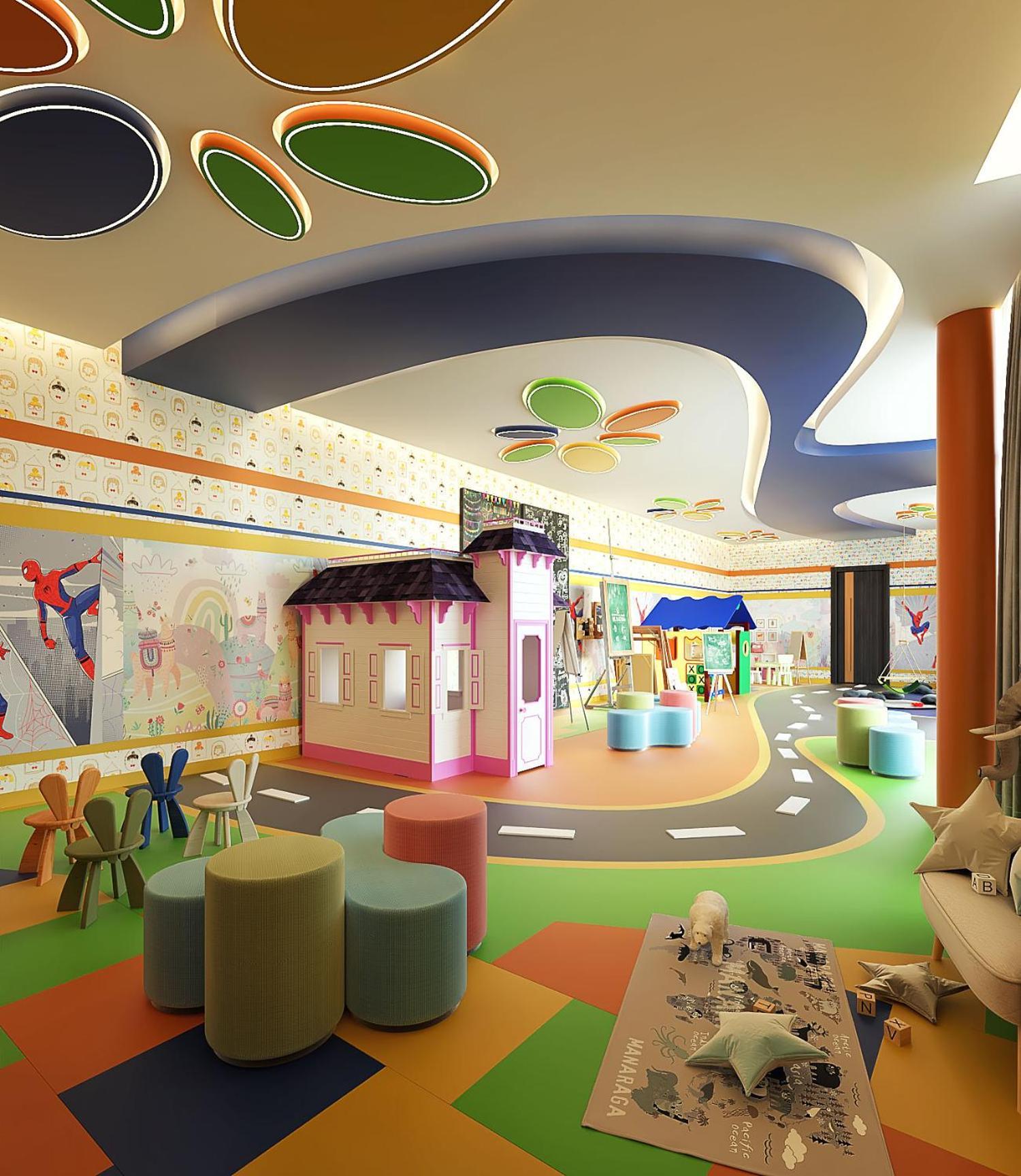 Royal M Al Aqah Beach Resort By Gewan Bagian luar foto 3D rendering of a children's hospital waiting room
